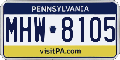 PA license plate MHW8105