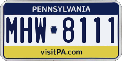 PA license plate MHW8111