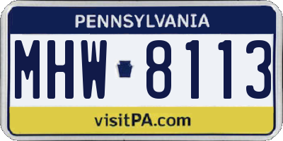 PA license plate MHW8113