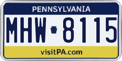 PA license plate MHW8115