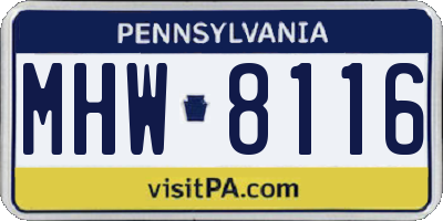 PA license plate MHW8116