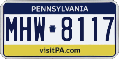 PA license plate MHW8117