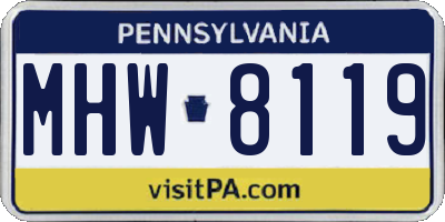 PA license plate MHW8119