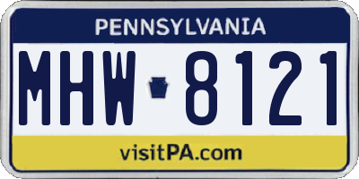 PA license plate MHW8121