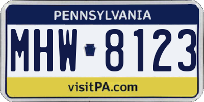 PA license plate MHW8123