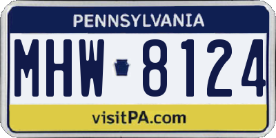 PA license plate MHW8124
