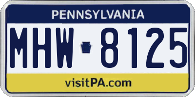 PA license plate MHW8125
