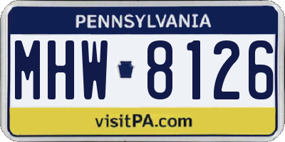 PA license plate MHW8126