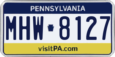 PA license plate MHW8127