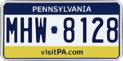 PA license plate MHW8128