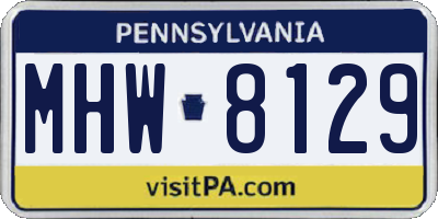 PA license plate MHW8129