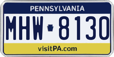 PA license plate MHW8130