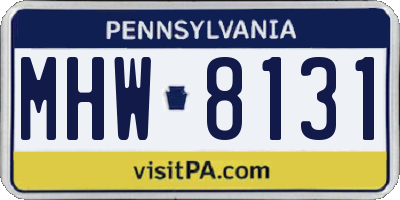 PA license plate MHW8131