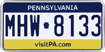 PA license plate MHW8133