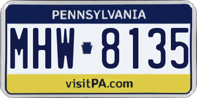 PA license plate MHW8135