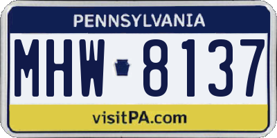 PA license plate MHW8137
