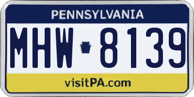 PA license plate MHW8139