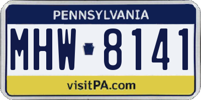 PA license plate MHW8141