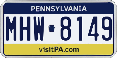 PA license plate MHW8149