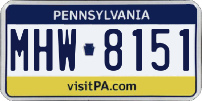 PA license plate MHW8151