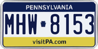 PA license plate MHW8153