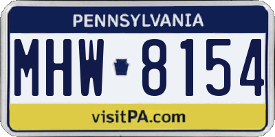 PA license plate MHW8154