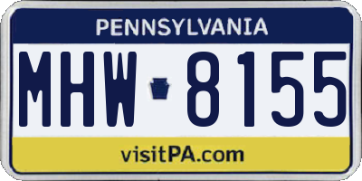 PA license plate MHW8155