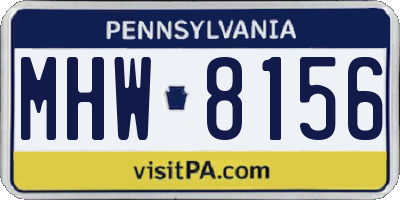 PA license plate MHW8156