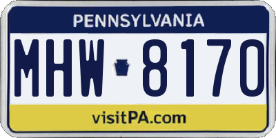PA license plate MHW8170
