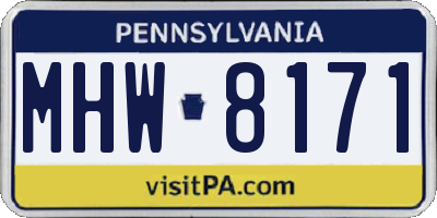 PA license plate MHW8171