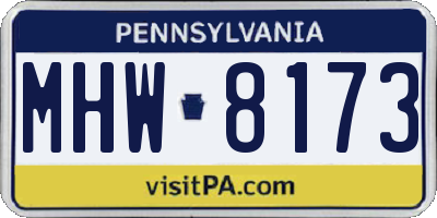 PA license plate MHW8173
