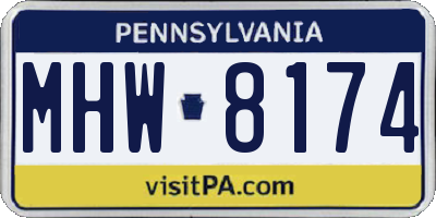 PA license plate MHW8174