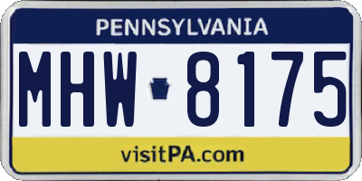 PA license plate MHW8175