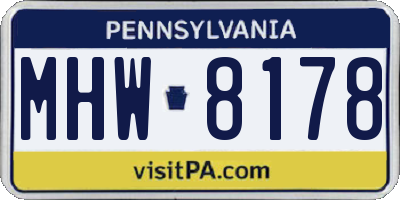 PA license plate MHW8178