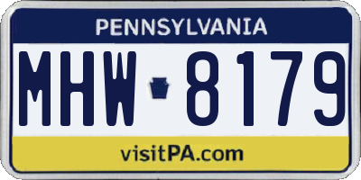 PA license plate MHW8179