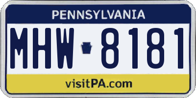 PA license plate MHW8181