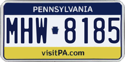 PA license plate MHW8185