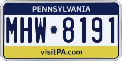 PA license plate MHW8191
