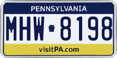 PA license plate MHW8198