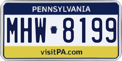 PA license plate MHW8199