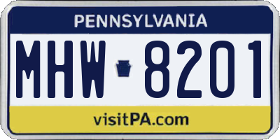 PA license plate MHW8201