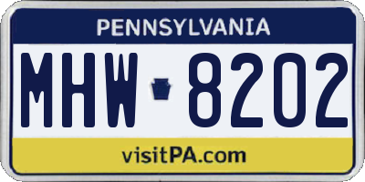 PA license plate MHW8202