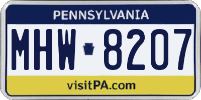 PA license plate MHW8207