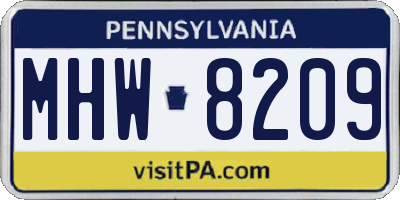 PA license plate MHW8209
