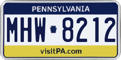 PA license plate MHW8212