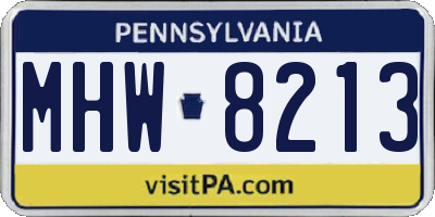 PA license plate MHW8213