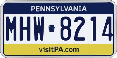 PA license plate MHW8214