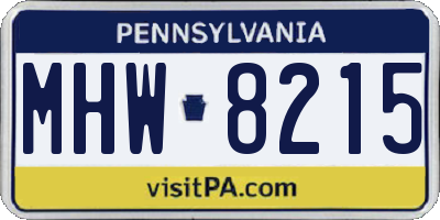 PA license plate MHW8215