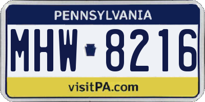 PA license plate MHW8216