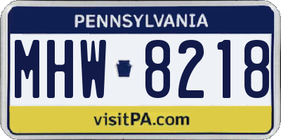 PA license plate MHW8218